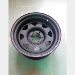 matt black steel wheel with blue and red strip for gypsy 15”