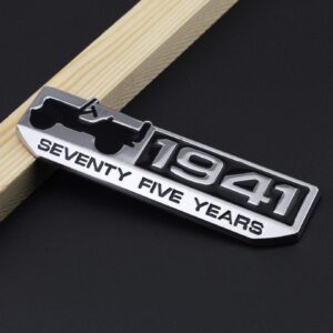 3D Laxury 1941 75th Anniversary Willys Overland Jeep Logo Offroad Thar Logo (Silver)