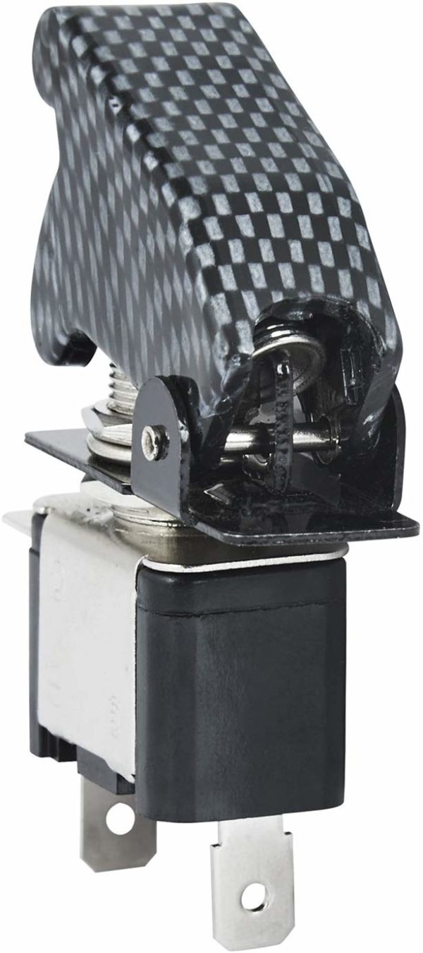 UNIVERSAL 12V 20Amp. illuminated aircraft/pilot style led toggle switch with Carbon Fiber cover - Image 3