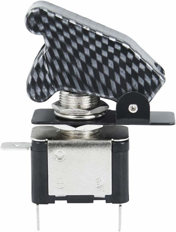 UNIVERSAL 12V 20Amp. illuminated aircraft/pilot style led toggle switch with Carbon Fiber cover - Image 4